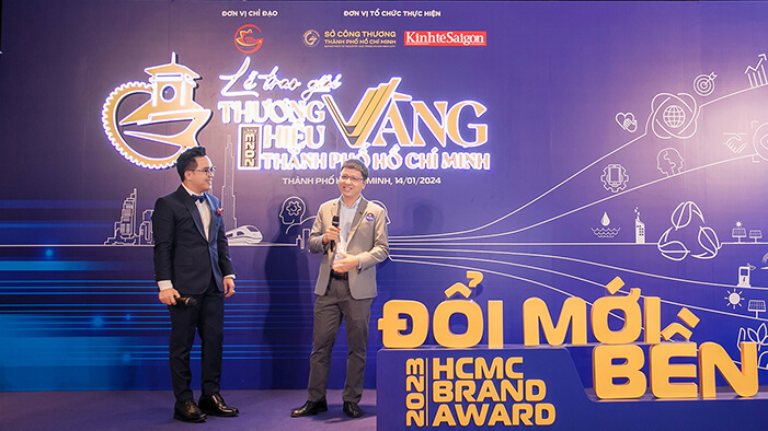 Ông Phạm Quang Chiến trả lời phỏng vấn về ý nghĩa của giải thưởng Thương hiệu Vàng TP.HCM 2023 đối với Citek